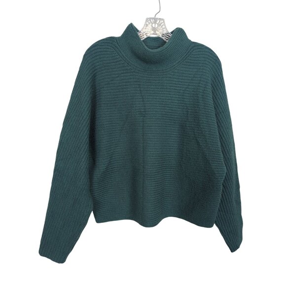 Ann‎ Taylor Teal green Ribbed mock turtleneck womens ribbed sweater size Small - Picture 1 of 13